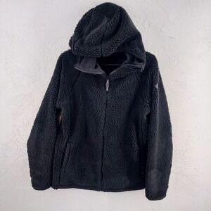 Burton Womens Black Full Zip Sherpa Fleece Hooded Jacket Size Medium